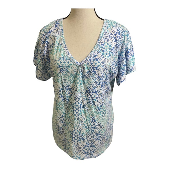 Lauren Ralph Lauren black label v neck top size small pattern. Baumwolle cotton - Picture 1 of 12